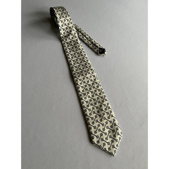 Gucci 100% Silk Cream + Navy Blue Tie - Picture 4 of 6